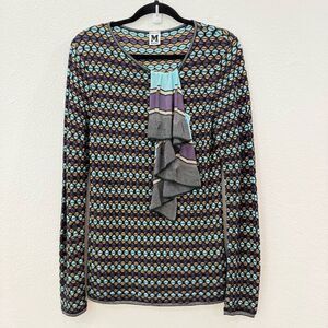 Missoni Women’s Size 10 Multicolored Textured Knit Long Sleeve Pullover Sweater